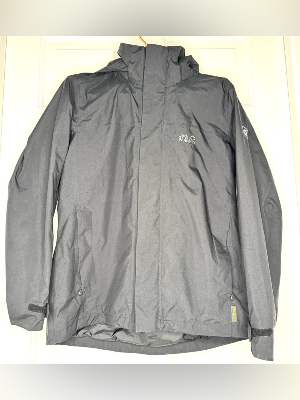 Jack Wolfskin Highlander Jacket Mens Small Black Texapore Shell Hood Waterproof